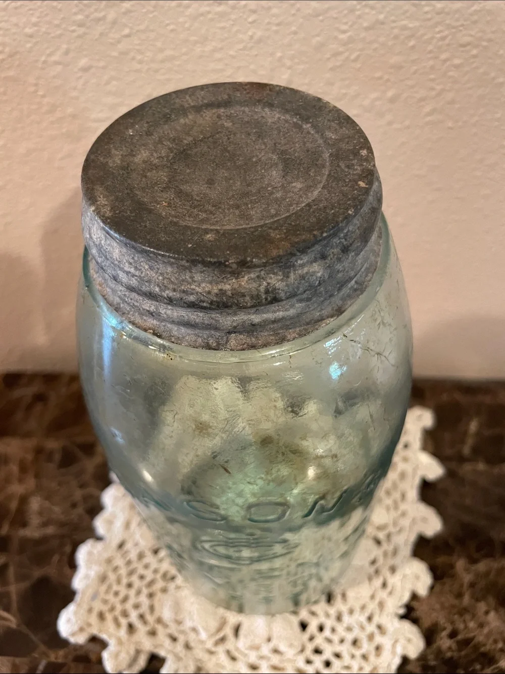 Vintage Mason Aqua-Tinted Glass Jar